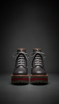 Leather platform boots with metal studs