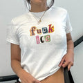 Anti ICE Magazine Letter Baby Tee – Protect Immigrants Y2K Crop