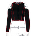 Goth Hollow Out Long Sleeve Crop Top