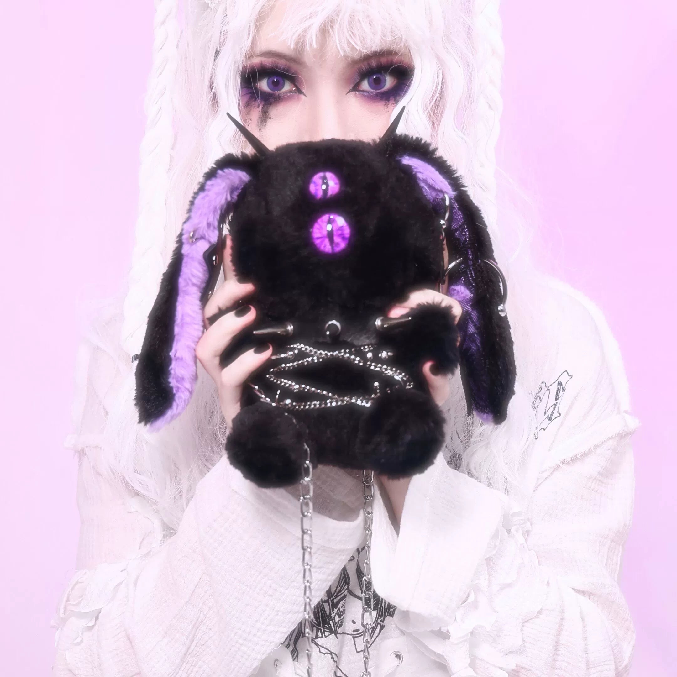 Cursed Bun-Bun One-Eyed Gothic Plush Crossbody Bag