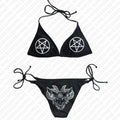 Aesthetic Gothic Fashion Women Swimwear 2000s Y2k Style Letter Print Bikini Set Thong Swimsuit Two Pieces Bathing Suit Emo Girls