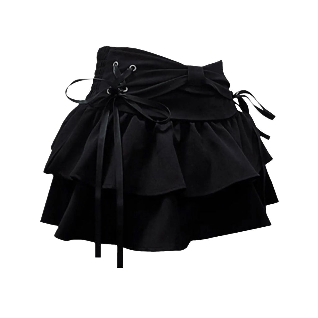 Sweet Kawaii Bow Vintage Denim Skirt Women New Fashion Summer A Line Gothic Mini Skirts American Retro Streetwear Y2k Clothes