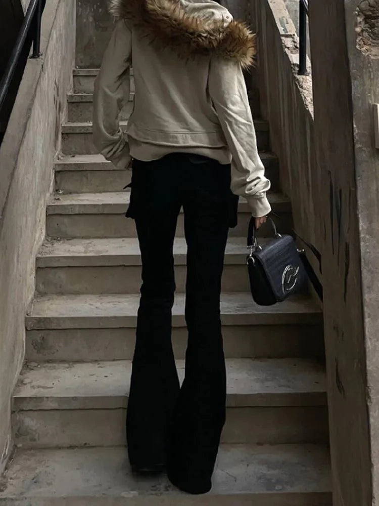 Dark Academia Low Rise Flare Jeans