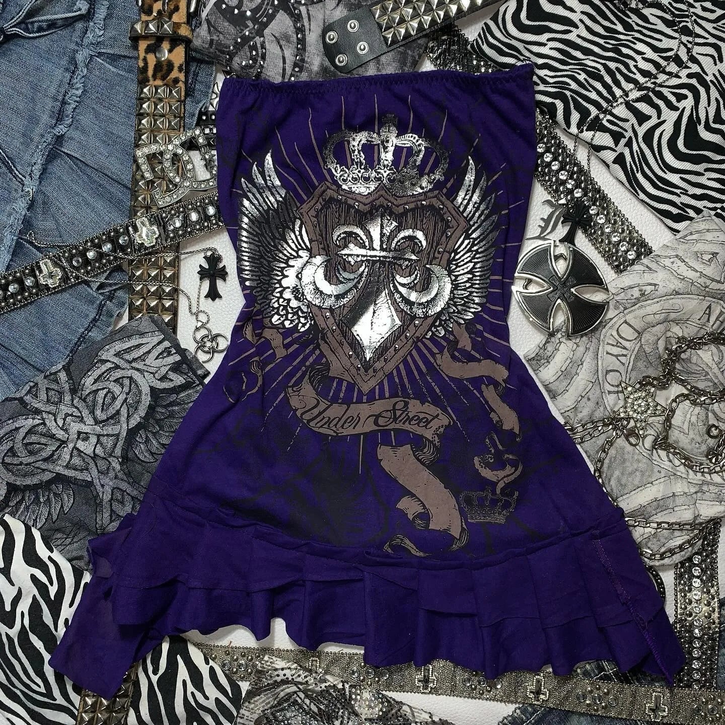 Y2K Gothic Bow Suspender Mini Dress