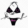 2000s Letter Print Bikini Set Sexy Thong Swimsuit Two Pieces Bathing Suit Punk Gothic Fashion Women Swimwear Y2k Style Emo Girls