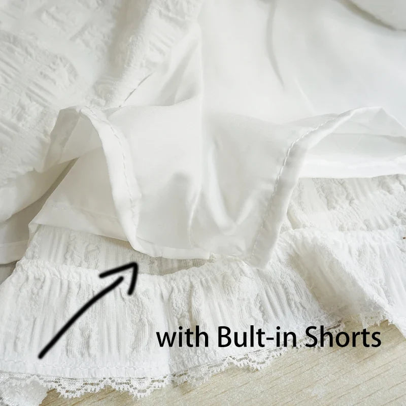 Balletcore Lace Trim Ruffled Mini Skirt
