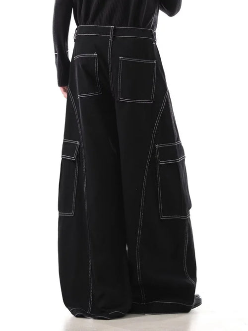 2026 Cyber Y2K Streetwear Black Baggy Women's Cargo Jeans Pants For Woman Clothing Wide Leg Gothic Punk Loose Fit Denim Trousers