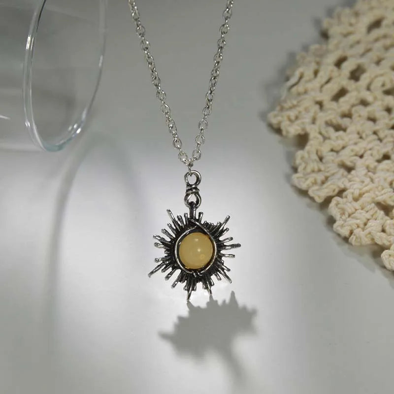 Dark Red Crystal Rose Pendant Necklace