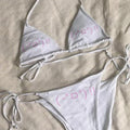 2000s Emo Girls Letter Print Bikini Set Sexy Thong Swimsuit Two Pieces Bathing Suit Punk Fashion Gothic Women Swimwear Y2k Style