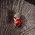 Dark Red Crystal Rose Pendant Necklace