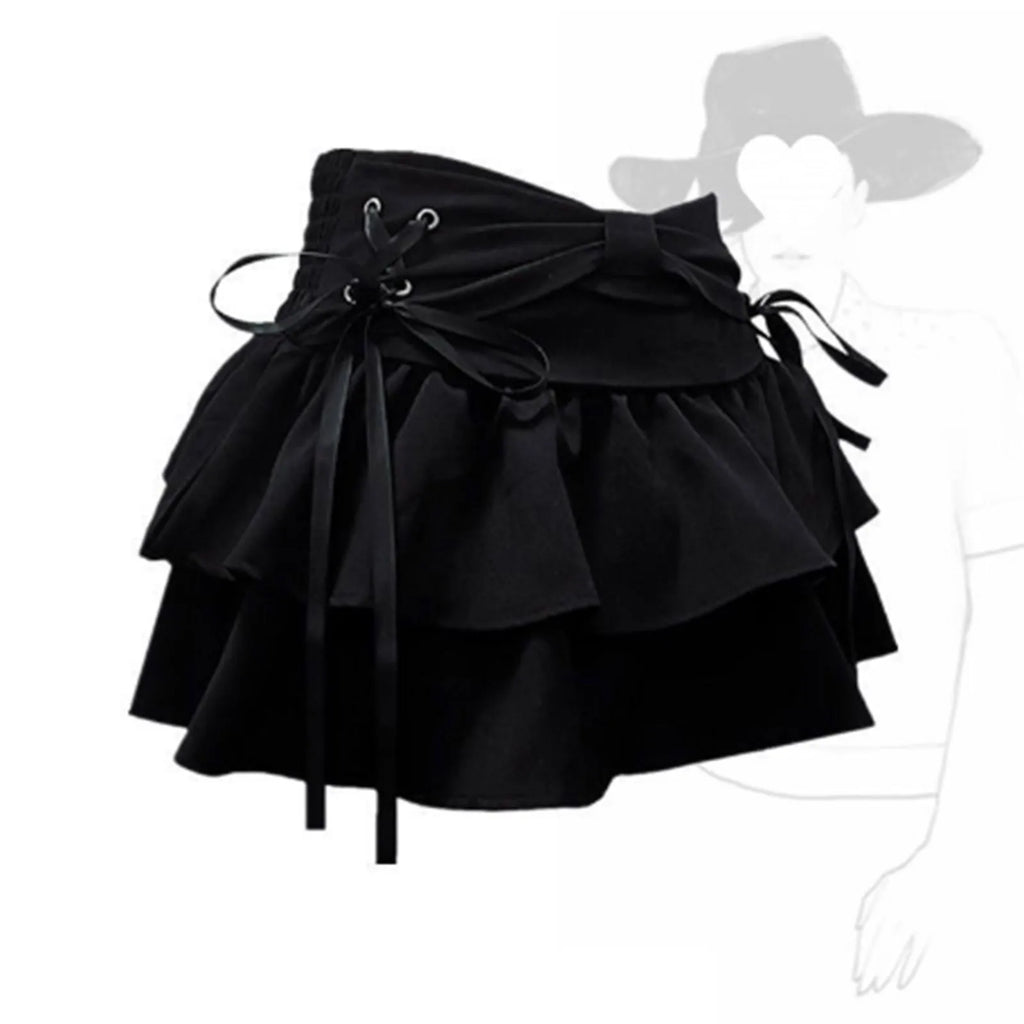 Sweet Kawaii Bow Vintage Denim Skirt Women New Fashion Summer A Line Gothic Mini Skirts American Retro Streetwear Y2k Clothes