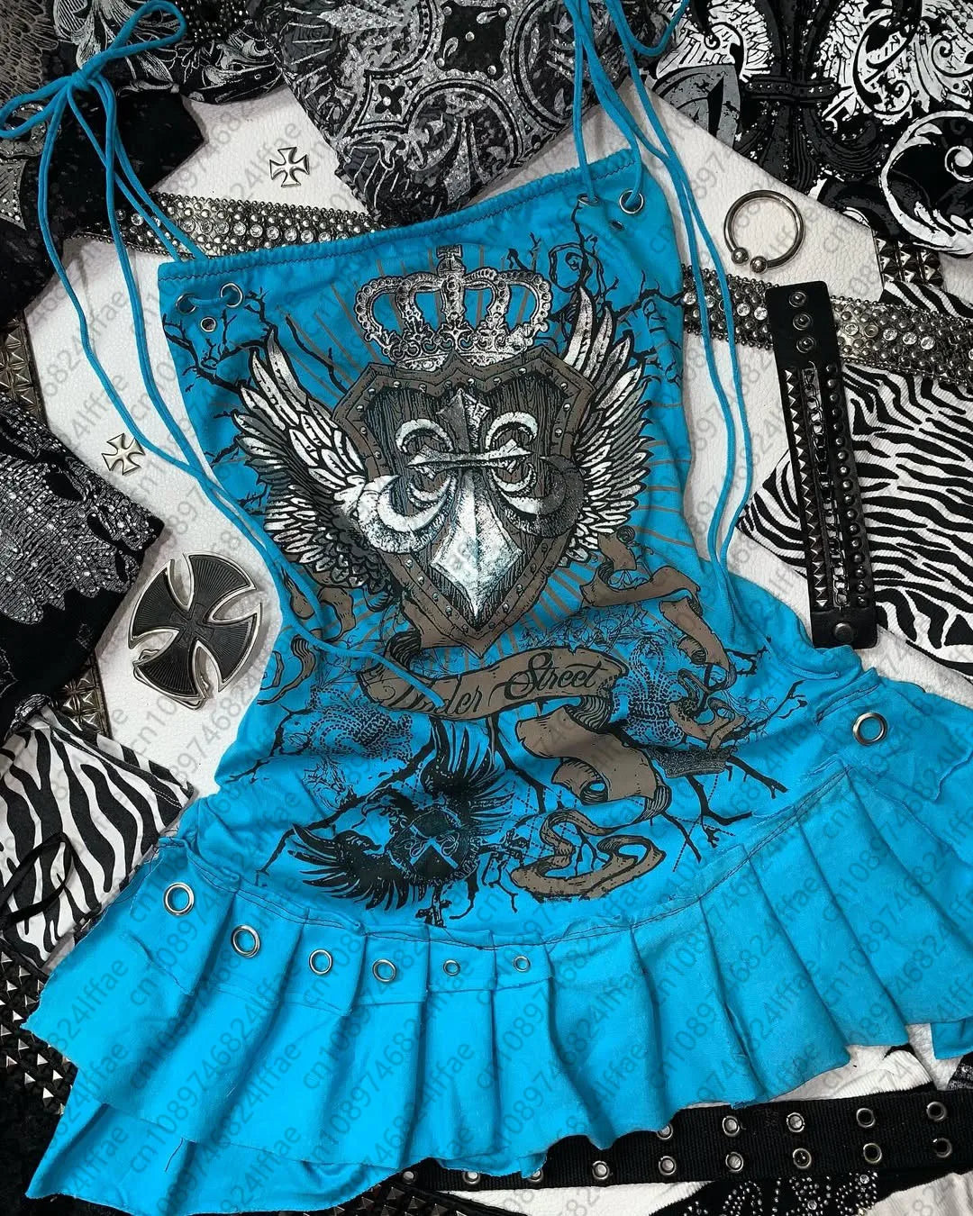 Y2K Gothic Bow Suspender Mini Dress