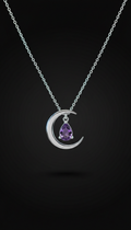 Crescent Moon Necklace with Amethyst