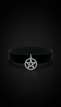 Black Velvet Choker with Pentacle Charm