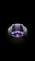 Amethyst Occult Engraved Silver Ring
