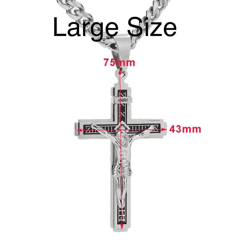 Gothic Crucifix Cross Necklace — Silver