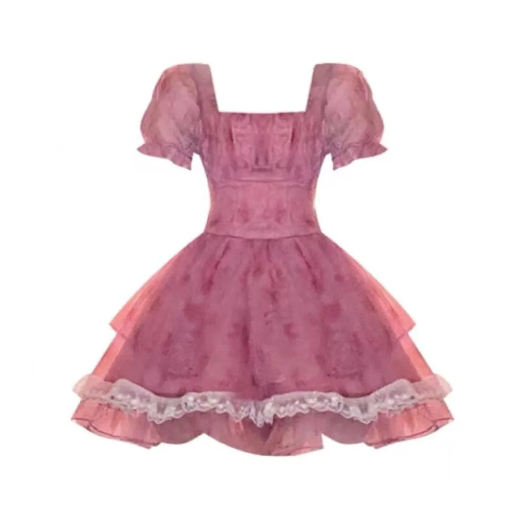 Pink Floral Short Party Dress