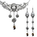 Skull Rose Necklace and Earrings Set