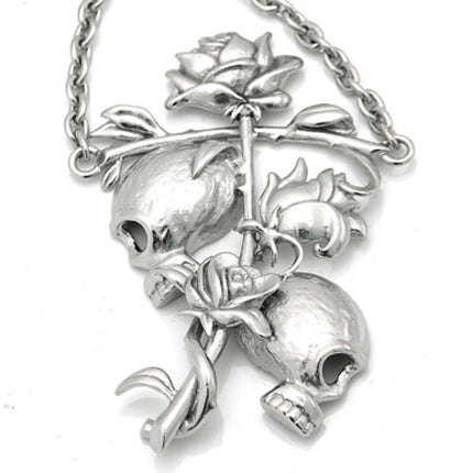 Til Death Skull and Rose Necklace
